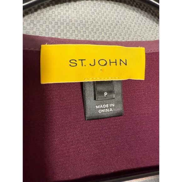 St. John Burgundy Silk Bomber Jacket Size Small (P) - Picture 6 of 7